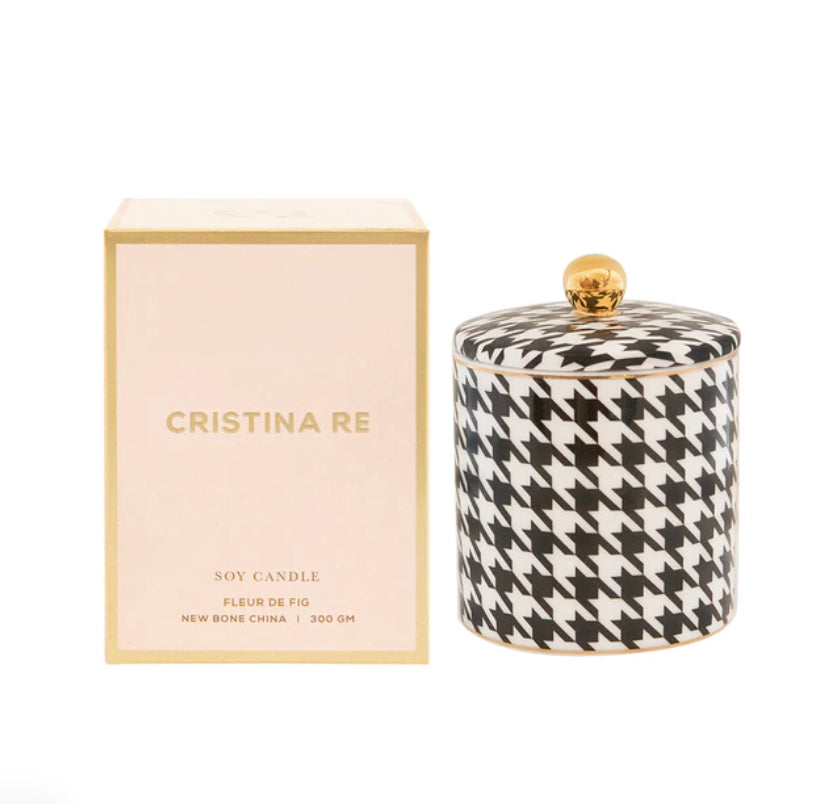 Ebony Houndstooth Candle